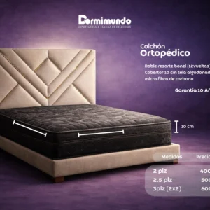 Colchón Ortopédico Resortes bonel (12 vueltas) algodonado Negro